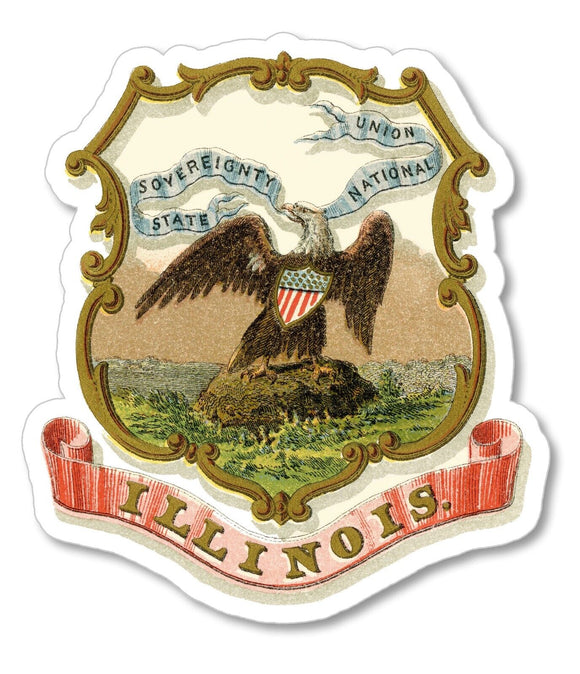 Illinois IL Coat of Arms State Flag Car Truck Window Bumper Laptop Sticker Decal - OwnTheAvenue