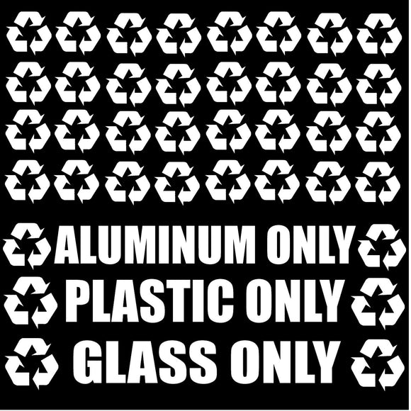 Recycle Logo & Trash Decal Stickers Kit Pack Lot of 35 White Decals - OwnTheAvenue