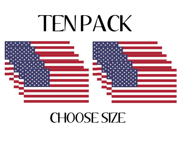 American Flag USA Pack Of 10 Decal Sticker - military Army CHOOSE SIZE - OwnTheAvenue