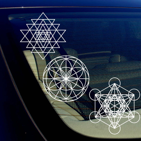 Sacred Geometry Math Kabbalah Car Window Sticker Decal Pack Lot of 3 - 7.5