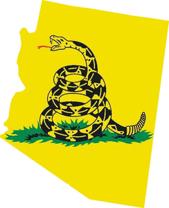 Arizona State AZ Outline Gadsden Flag Vinyl Sticker - 4" Inches Long Side