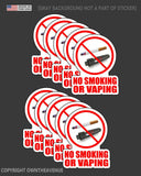 NO SMOKING OR VAPING Store Shop Retail Business Vinyl Sticker Decal 4" - 10 Pack