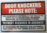 No Soliciting sign Decal Sticker $50 per minute Door Knockers Funny window 9.3" - OwnTheAvenue