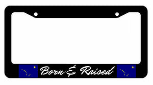 Alaska AK Born And Raised Pride Flag License Plate Frame - OwnTheAvenue