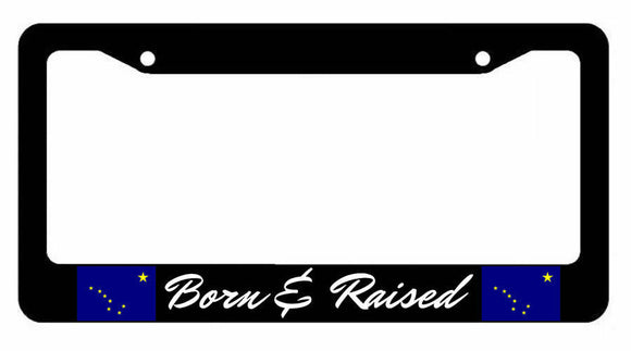 Alaska AK Born And Raised Pride Flag License Plate Frame