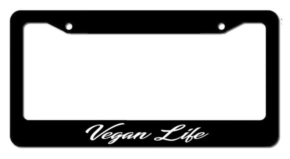 Vegan Life Vegetarian Cruelty Free Animal Plant Based Diet License Plate Frame - OwnTheAvenue