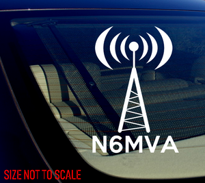 Custom Ham Amateur Radio Call Sign Antenna Vinyl Decal Sticker 7"x4.7" - OwnTheAvenue