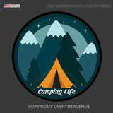 Camping Life Mountains Tent Outdoors Hiking Car Bumper Vinyl Decal Sticker 3.5" - Model: 7847 - OwnTheAvenue
