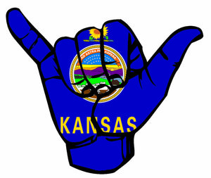 Shaka Hang Loose Kansas KS Flag Vinyl Sticker