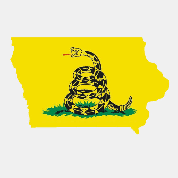 Iowa IA State OutlineGadsden Flag Don't Tread on Me Vinyl Sticker