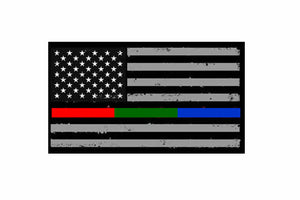 Red Green Blue Line Sticker Decal Flag Fire Fighter Military Police 4" - OwnTheAvenue