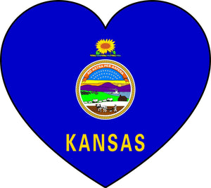 Kansas KS Flag Heart Love Vinyl Sticker