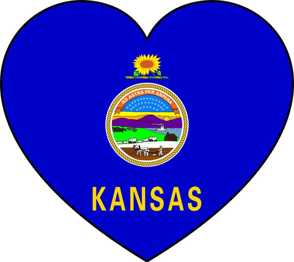 Kansas KS Flag Heart Love Vinyl Sticker