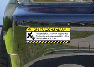 x2 Warning GPS Tracking Alarm Decal Anti-Theft Decal Sticker for Car (GPSyellow) - OwnTheAvenue