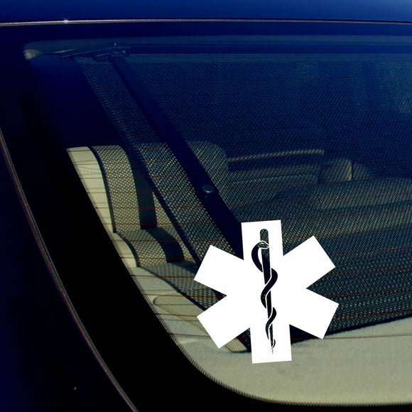 2 Pack Star of Life Ambulance EMT EMS Rescue Paramedic White Decal Stickers 5