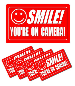 Smile You're on Camera Stickers Video Security System Warning Alarm Decal Pack Model: Red3958 - OwnTheAvenue