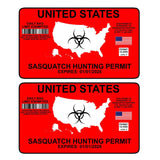 Two Pack Sasquatch Bigfoot Hunting Permit Funny Auto Car Decal Sticker 5" - OwnTheAvenue