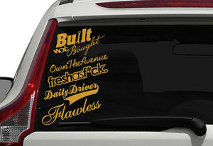 JDM Sticker Decal 5 Pack GOLD Built Not Bought, Fresh As F* Flawless (5pkdgold) - OwnTheAvenue