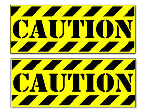 Two Pack Caution Safety Alert Warning Striped Hazard Vinyl Sticker Decal - 4" Inches Long Each - OwnTheAvenue
