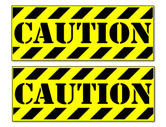 Two Pack Caution Safety Alert Warning Striped Hazard Vinyl Sticker Decal - 4