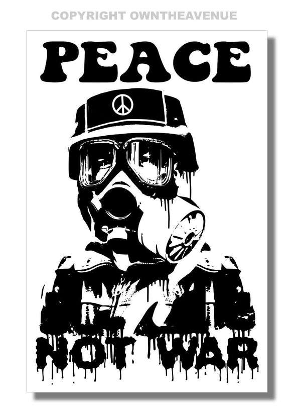 Street Art Graffiti Style Peace Love Gas Mask Car Truck Window Bumper Sticker BV