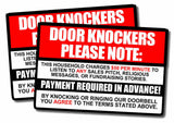 x2 Door Knockers Please Note Funny No Soliciting $50 Per Minute Stickers Decals - OwnTheAvenue
