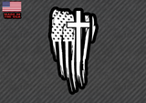 American Flag Cross sticker decal - Christian Jesus 10" (AmerCrossFlagFC10in) - OwnTheAvenue