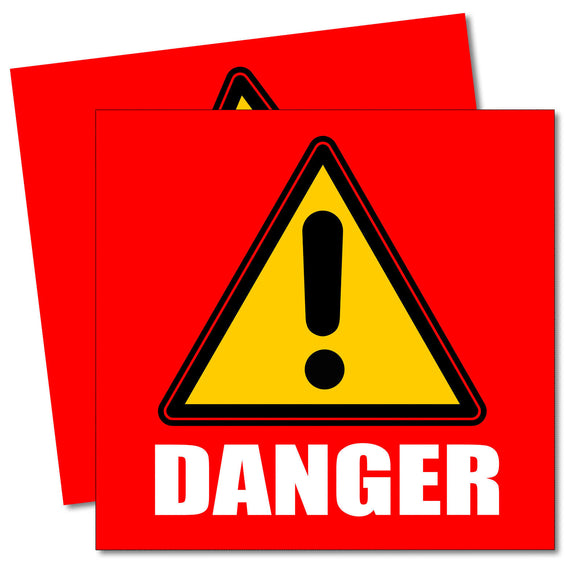 x2 / Two Pack Danger Red Box Safety Warning Logo Symbol Vinyl Sticker Decals 3