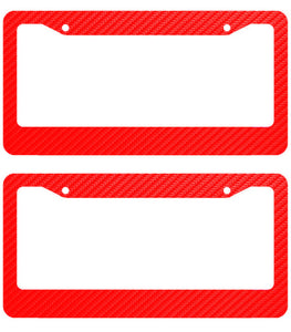 x2 JDM Red Carbon Look License Plate Frame Front & Rear Universal DIY - OwnTheAvenue