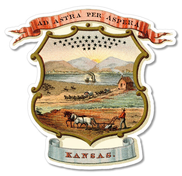 Kansas Coat of Arms State Flag Car Truck Window Bumper Laptop Sticker Decal 4