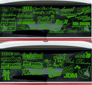 JDM Lot/Pack of 5 Random Green Stickers/Decals Low Turbo Drift Race (5RG) - OwnTheAvenue