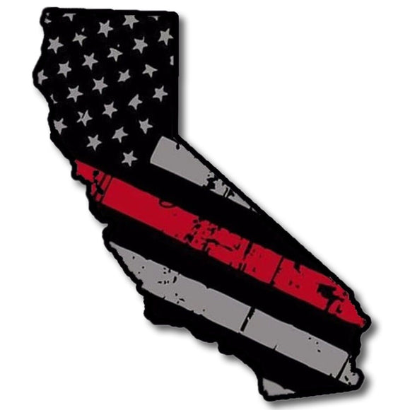 Cali Red Color Sticker Decal Firefighter California US Flag Distressed 4
