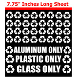 Recycle Logo & Trash Decal Stickers Kit Pack Lot of 35 White Decals - OwnTheAvenue