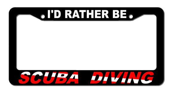 I'd Rather Be Scuba Diving Scuba Flag Diver Down Car Truck License Plate Frame - OwnTheAvenue