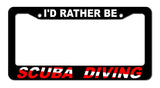 I'd Rather Be Scuba Diving Scuba Flag Diver Down Car Truck License Plate Frame - OwnTheAvenue