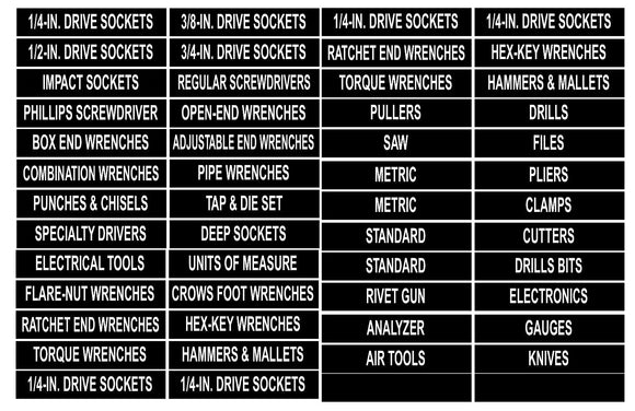 Labels for Tool Box or Storage Unit Organize Vinyl Decal Stickers - OwnTheAvenue