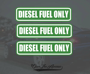 3x Diesel Fuel Only sticker decal tank fuel door set pack lot 5" Wide Each - OwnTheAvenue