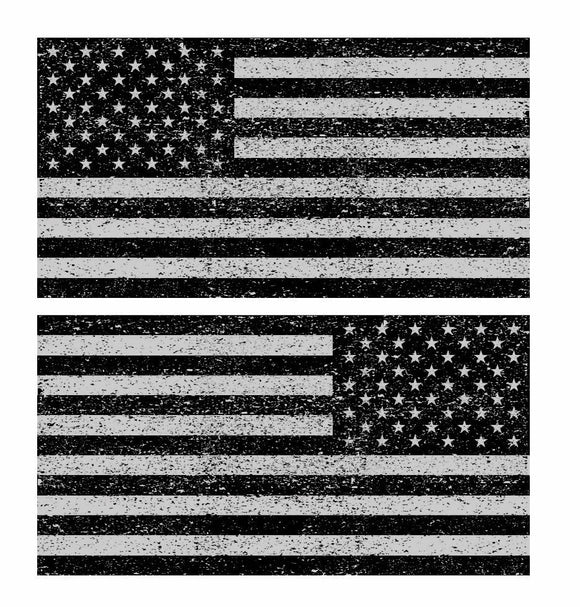 Distressed American Flag Sticker Decal Subdued USA Grunge Black And Gray 4