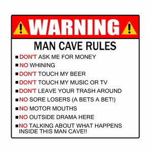 Funny Warning Man Cave Sticker Decal 4.5" - OwnTheAvenue