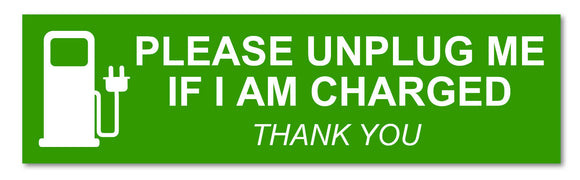 Electric Car Vehicle EV Charging / Unplug Charged Vinyl Bumper Sticker Decal 6