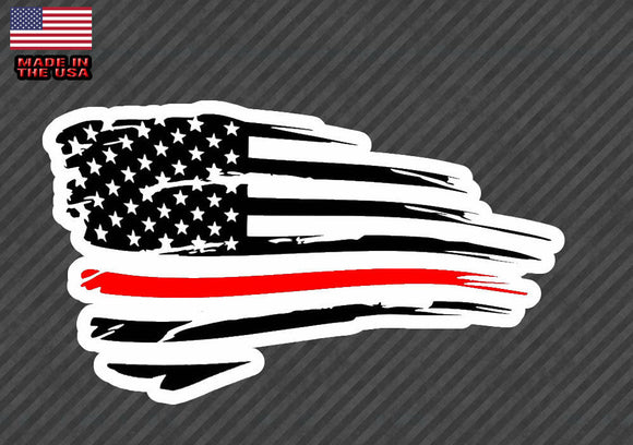 Distressed Red line American Flag Sticker Decal Subdued CHOOSE SIZE (TatRline) - OwnTheAvenue