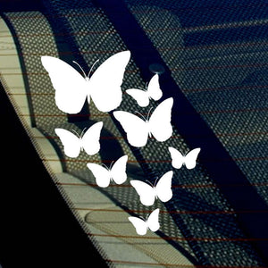 Butterflies Butterfly Flying Truck Window Bumper Sticker Decals White Vinyl 7.5"