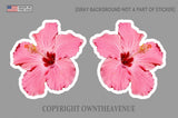 Hawaiian Hibiscus Flower Sticker Car Window Truck Vinyl Decal 3.5" 2 PACK LTPINK - OwnTheAvenue