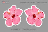 Hawaiian Hibiscus Flower Sticker Car Window Truck Vinyl Decal 3.5" 2 PACK LTPINK