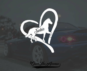 Horse Junkie Heart Vinyl Decal Sticker Love Pony 4" - OwnTheAvenue