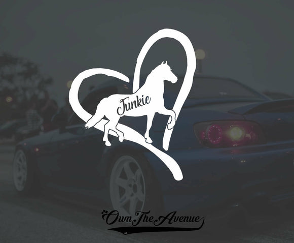 Horse Junkie Heart Vinyl Decal Sticker Love Pony 4