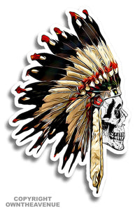 Indian Chief Skull Logo Vinyl Decal Sticker Truck Window Bumper Wall RF