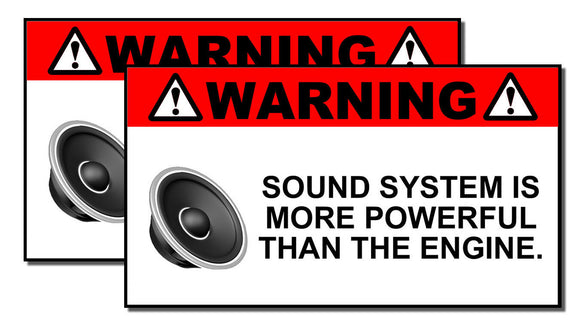 x2 Funny Sound System Warning Sticker Set Vinyl Decal Sub woofer JDM Car Woofer - OwnTheAvenue