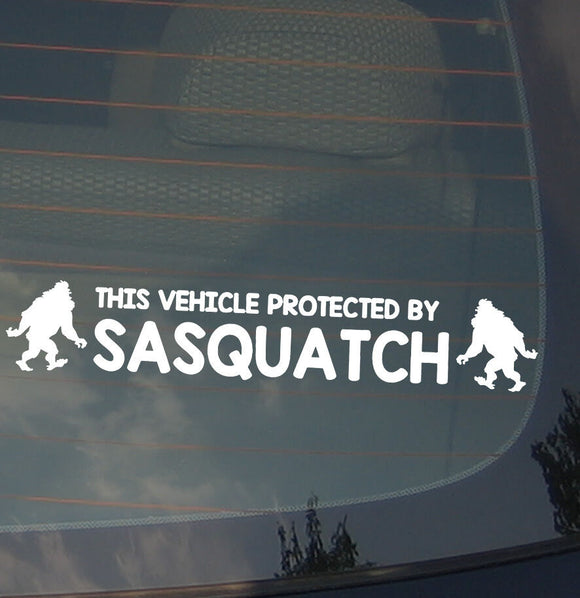 Vehicle Protected By Sasquatch Decal Sticker Funny Yeti Bigfoot Camping Hunting - OwnTheAvenue