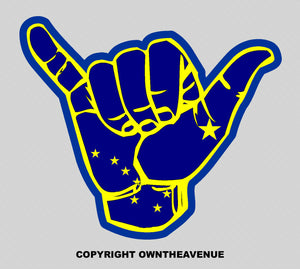 Shaka Hang Loose Alaska AK Flag Vinyl Sticker - OwnTheAvenue